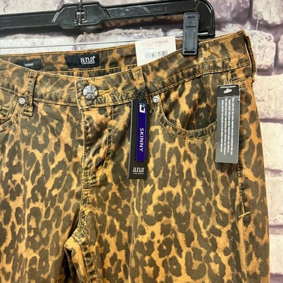 A.N.A. NWT Black & Brown Cheetah Print Pants Size 8(29) - Picture 3 of 8